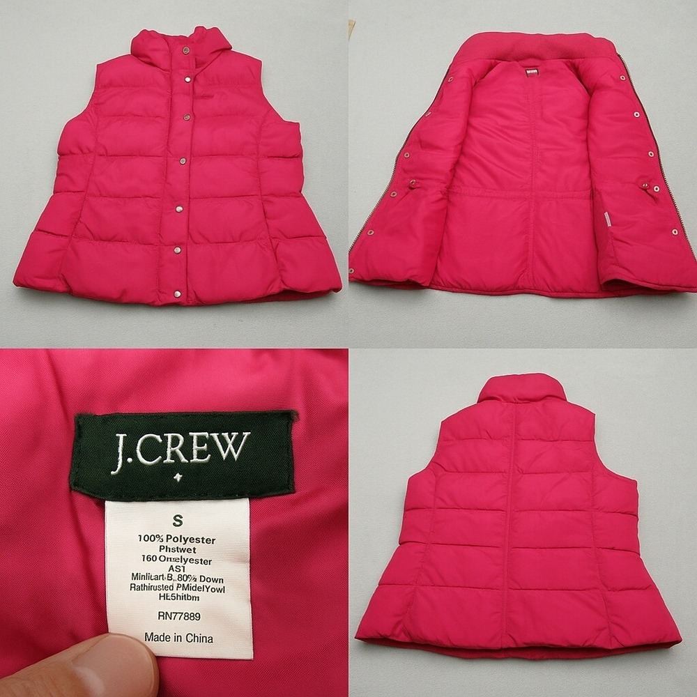 J.Crew Down Vest Women Small Purple Insulated Snap Zip Front Quilted Puffer